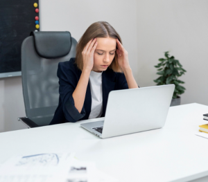 woman stressed by workload